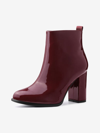 Round Toe Zipper Chunky Heel Ankle Boots