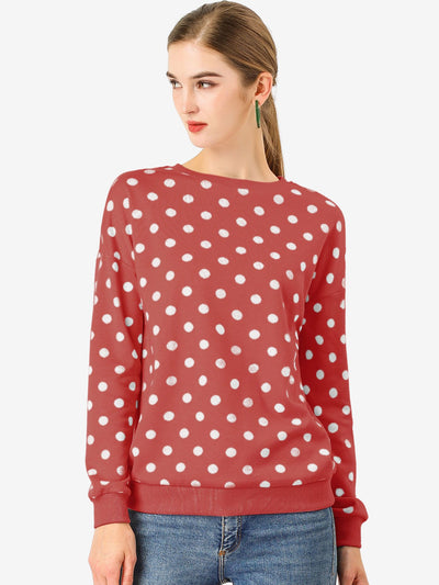 Winter Knitted Pullover Sweatshirt Long Sleeve Polka Dot Sweater