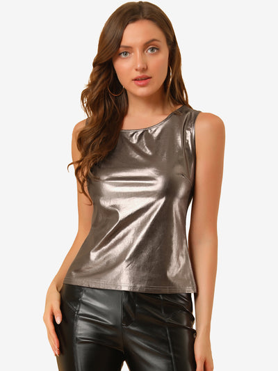 Shiny Party Club Sparkly Metallic Sleeveless Cami Tank Top