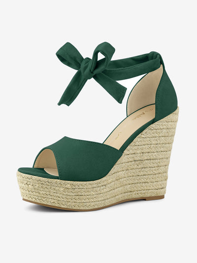 Espadrilles Tie Up Ankle Strap Platform Wedges Sandals