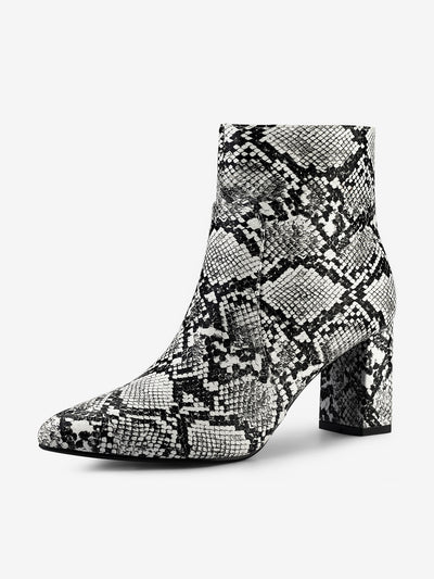 Snake Skin Halloween Costumes Chunky High Heel Ankle Boots