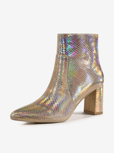 Snake Skin Halloween Costumes Chunky High Heel Ankle Boots