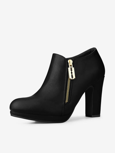 Platform Round Toe Chunky Heel Ankle Boot