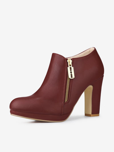 Platform Round Toe Chunky Heel Ankle Boot