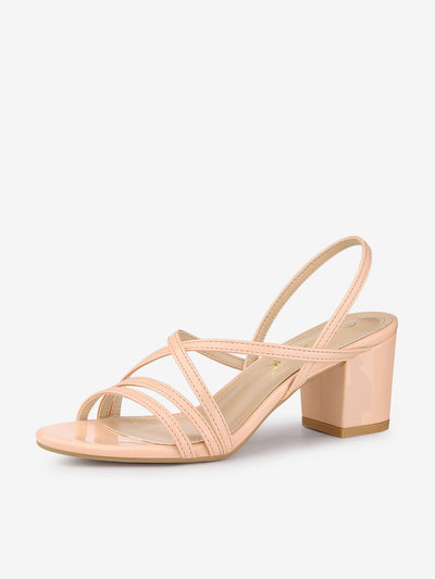 Strappy Slingback Chunky Heel Slide Sandals