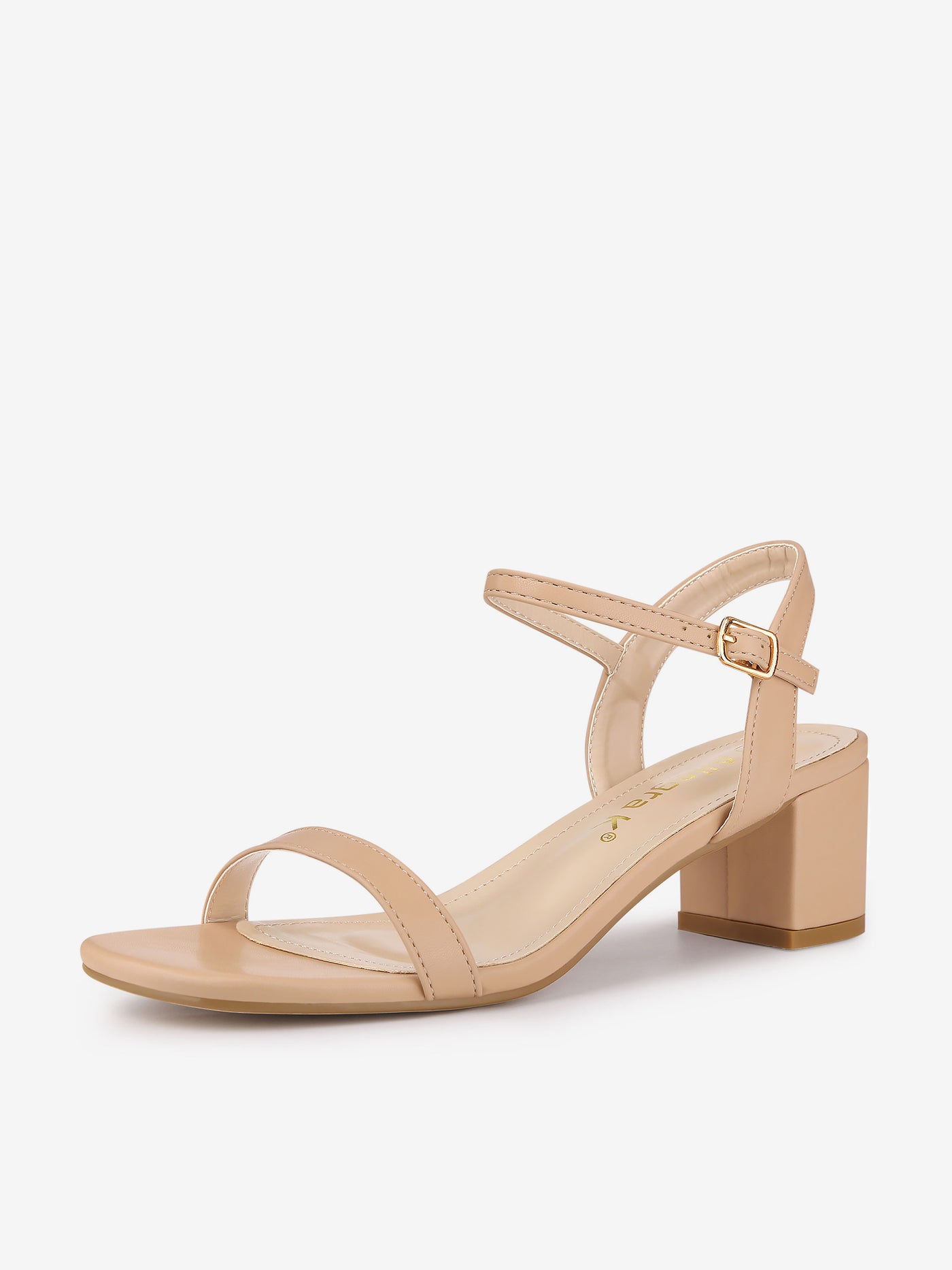 Allegra K Square Open Toe Slingback Buckle Chunky Heel Sandals