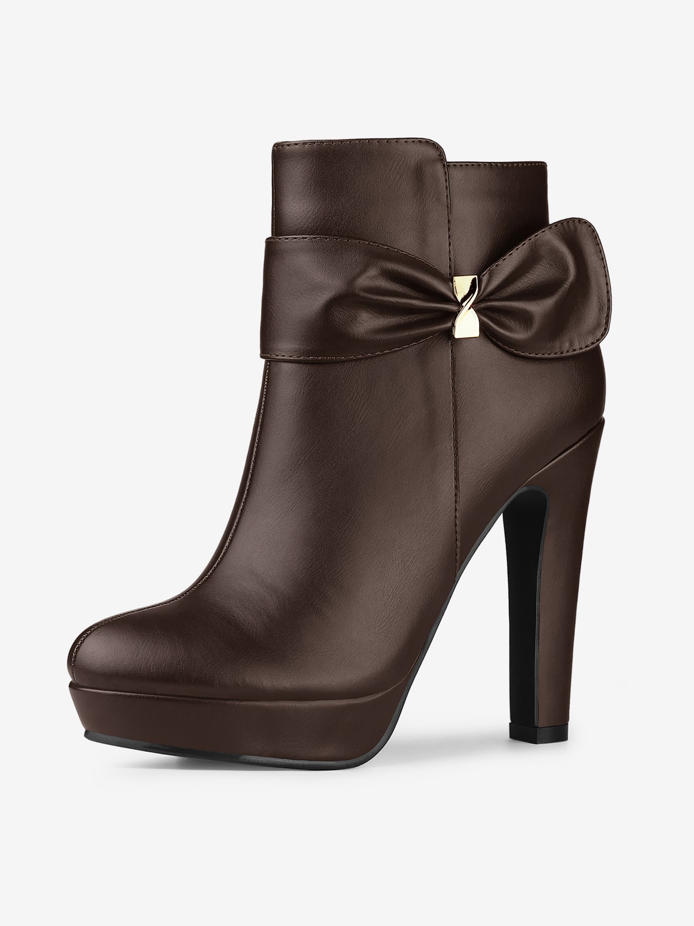 Allegra K Chunky High Heel Platform Bow Decor Ankle Boots