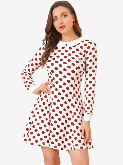 Peter Pan Collar Contrast Printed A-Line Short Dress