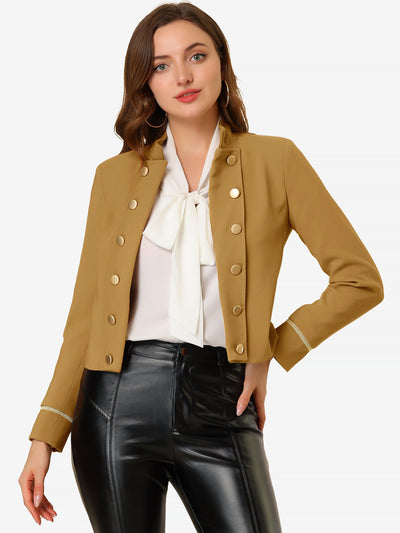 Vintage Steampunk Open Front Button Decor Cropped Jacket