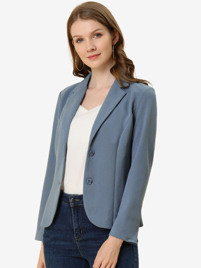 Solid Work Office Lapel Collar Stretch Jacket Suit Blazer