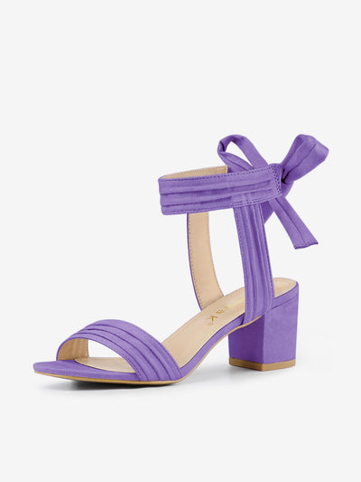 Open Toe Ankle Tie Back Block Heel Sandals