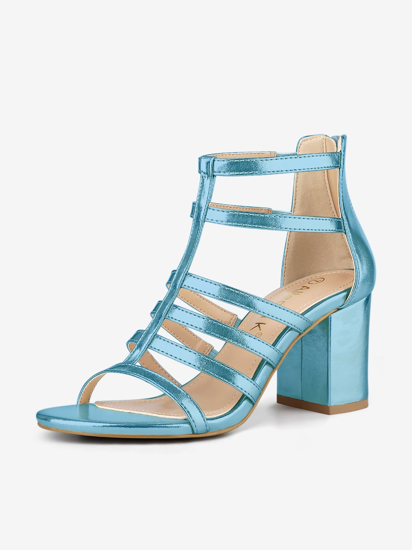 Allegra K Cage Strappy Gladiators Chunky Heel Sandals