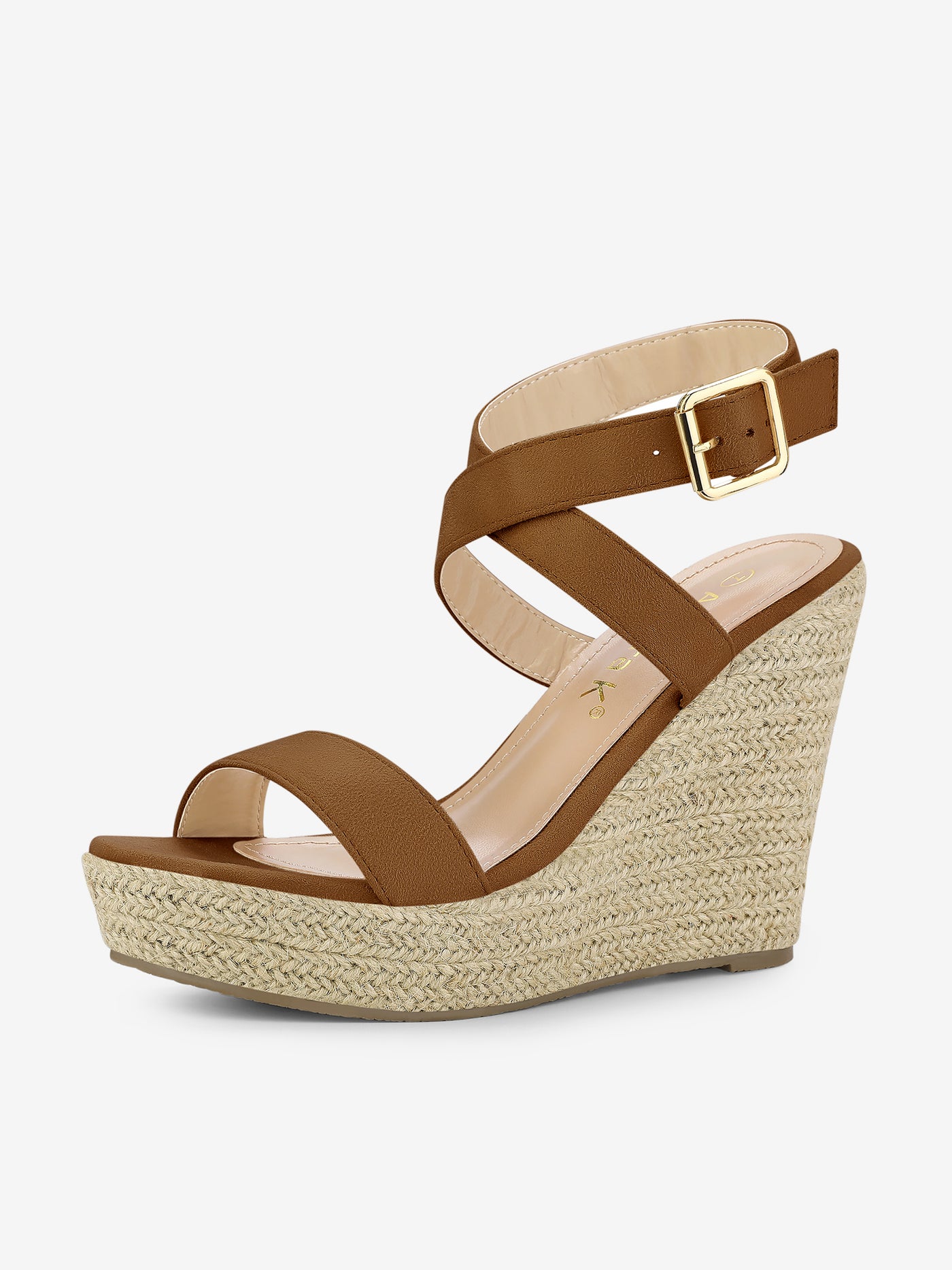 Allegra K Slingback Crisscross Espadrille Wedges Heel Sandals