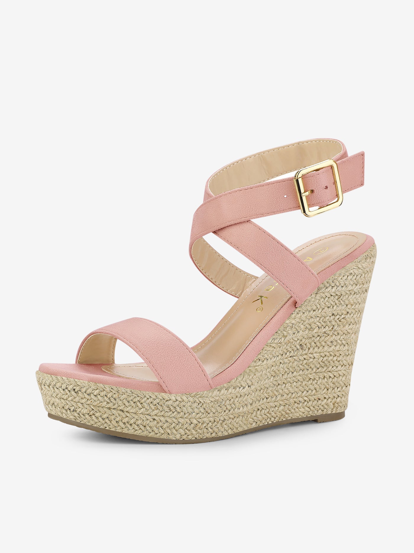 Allegra K Slingback Crisscross Espadrille Wedges Heel Sandals