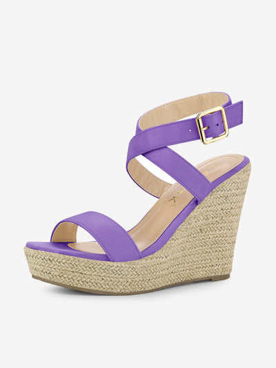 Slingback Crisscross Espadrille Wedges Heel Sandals