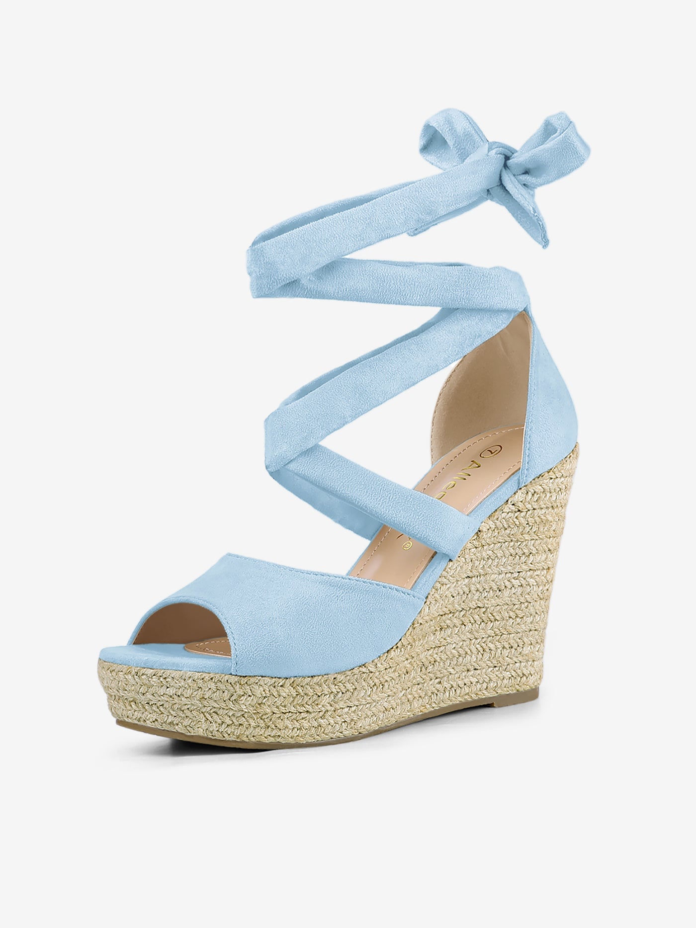 Allegra K Faux Suede Lace Up Espadrille Wedge Heel Sandals