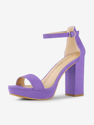 Faux Suede Ankle Strap Platform Chunky Heel Sandals