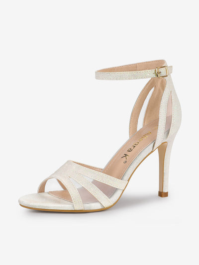 Glitter Ankle Strap Stiletto Heel Sandal