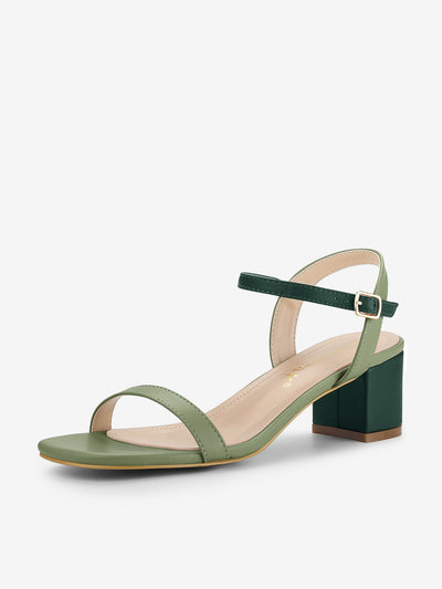 Square Open Toe Slingback Buckle Chunky Heel Sandals