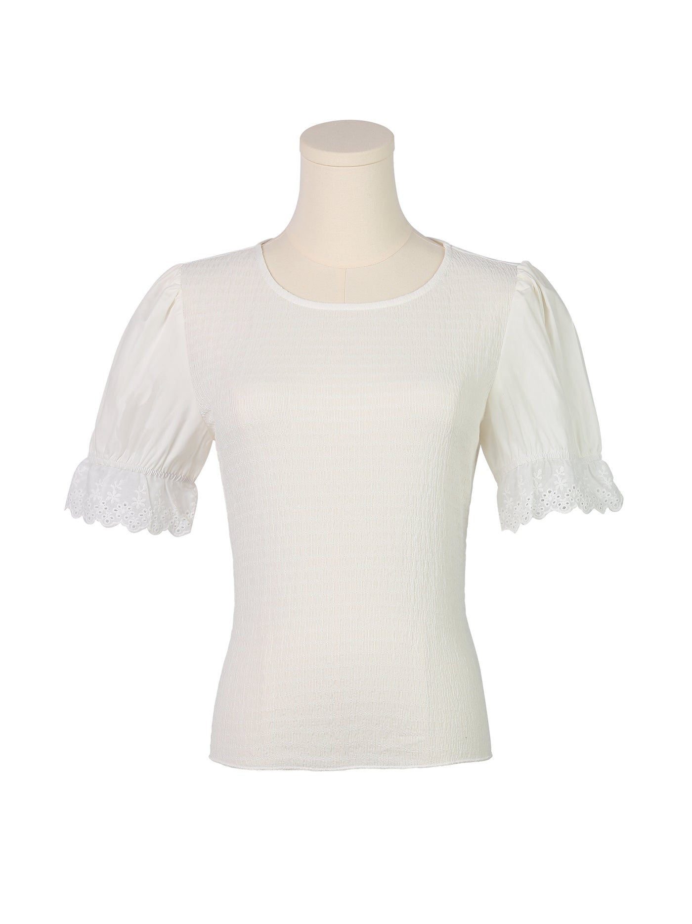 Allegra K Smocked Tops Round Neck Summer Ruffle Puff Sleeve Blouse