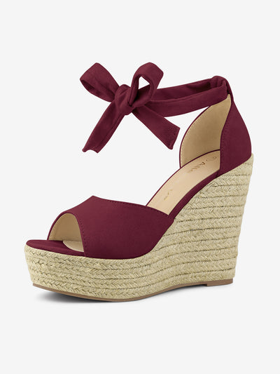 Espadrilles Tie Up Ankle Strap Platform Wedges Sandals