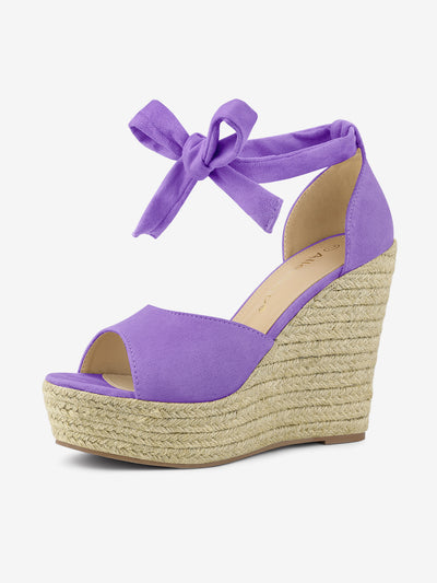 Espadrilles Tie Up Ankle Strap Platform Wedges Sandals