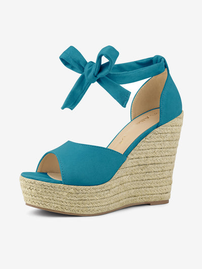 Espadrilles Tie Up Ankle Strap Platform Wedges Sandals