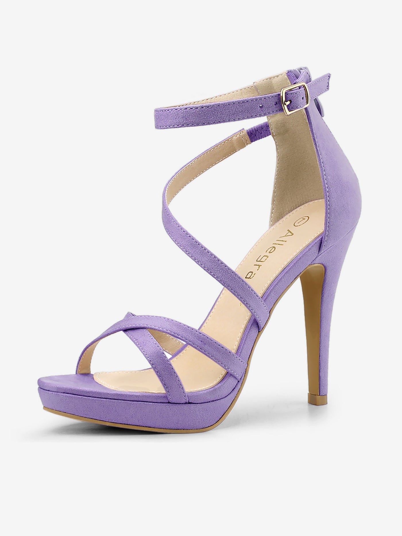 Allegra K Round Toe Strappy Platform Stiletto Heel Sandals