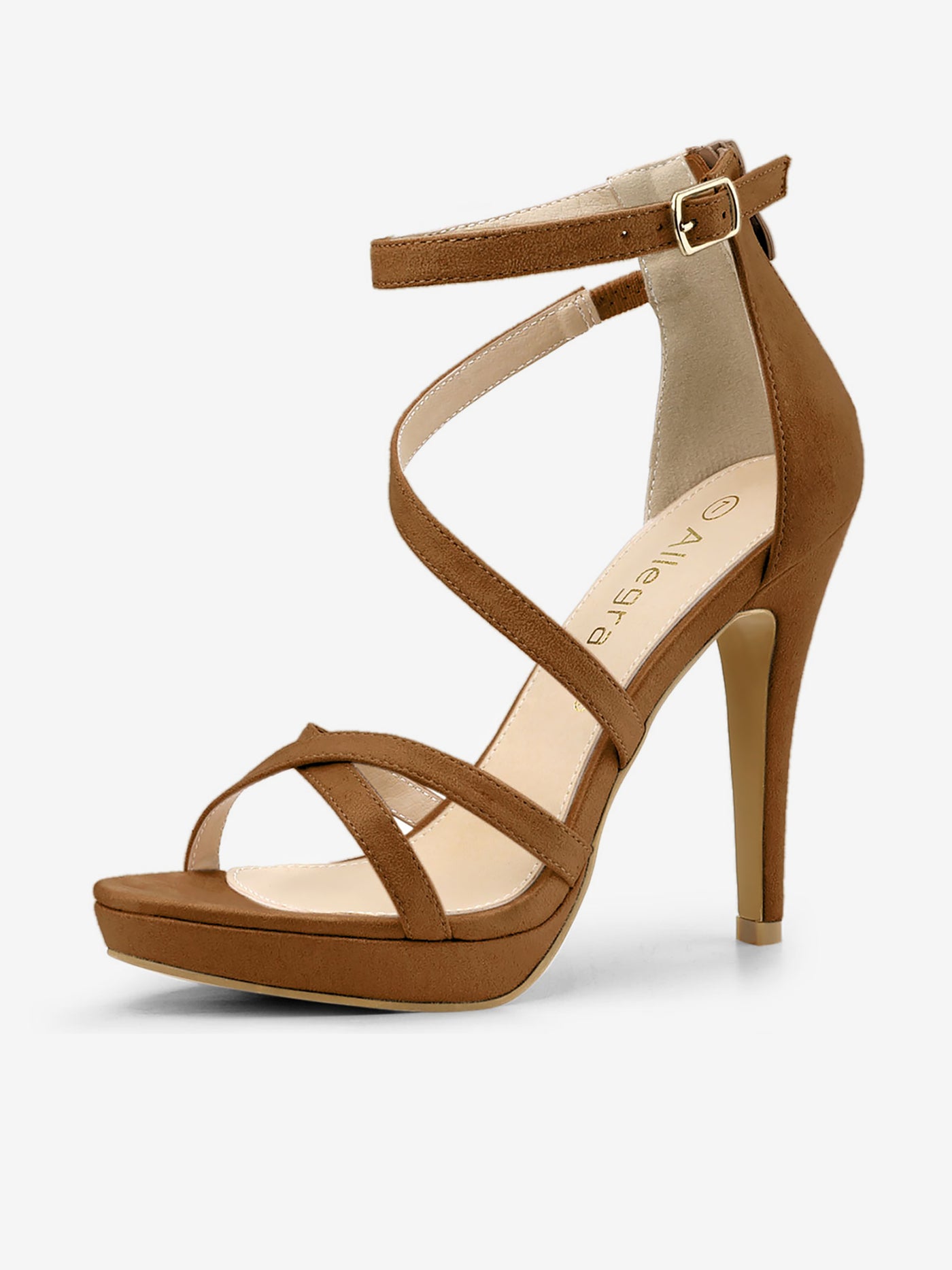 Allegra K Round Toe Strappy Platform Stiletto Heel Sandals