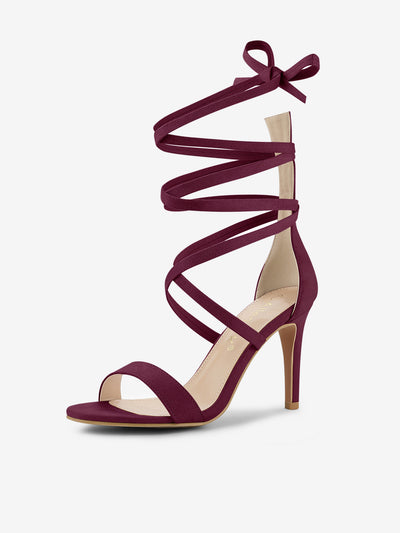 Open Toe Stiletto Heel Lace Up Ankle Strap Sandals