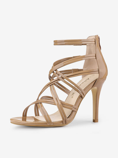 Open Toe Strappy Stiletto Heel Lace Up Sandals