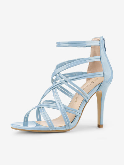 Open Toe Strappy Stiletto Heel Lace Up Sandals