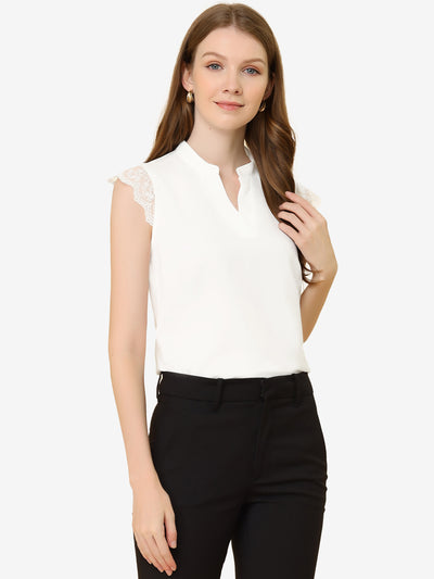 Work Top Office Lace Cap Sleeve Basic Shirt Blouse