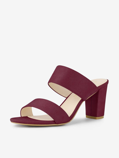 Opened Toe Block Heel Slide Sandals