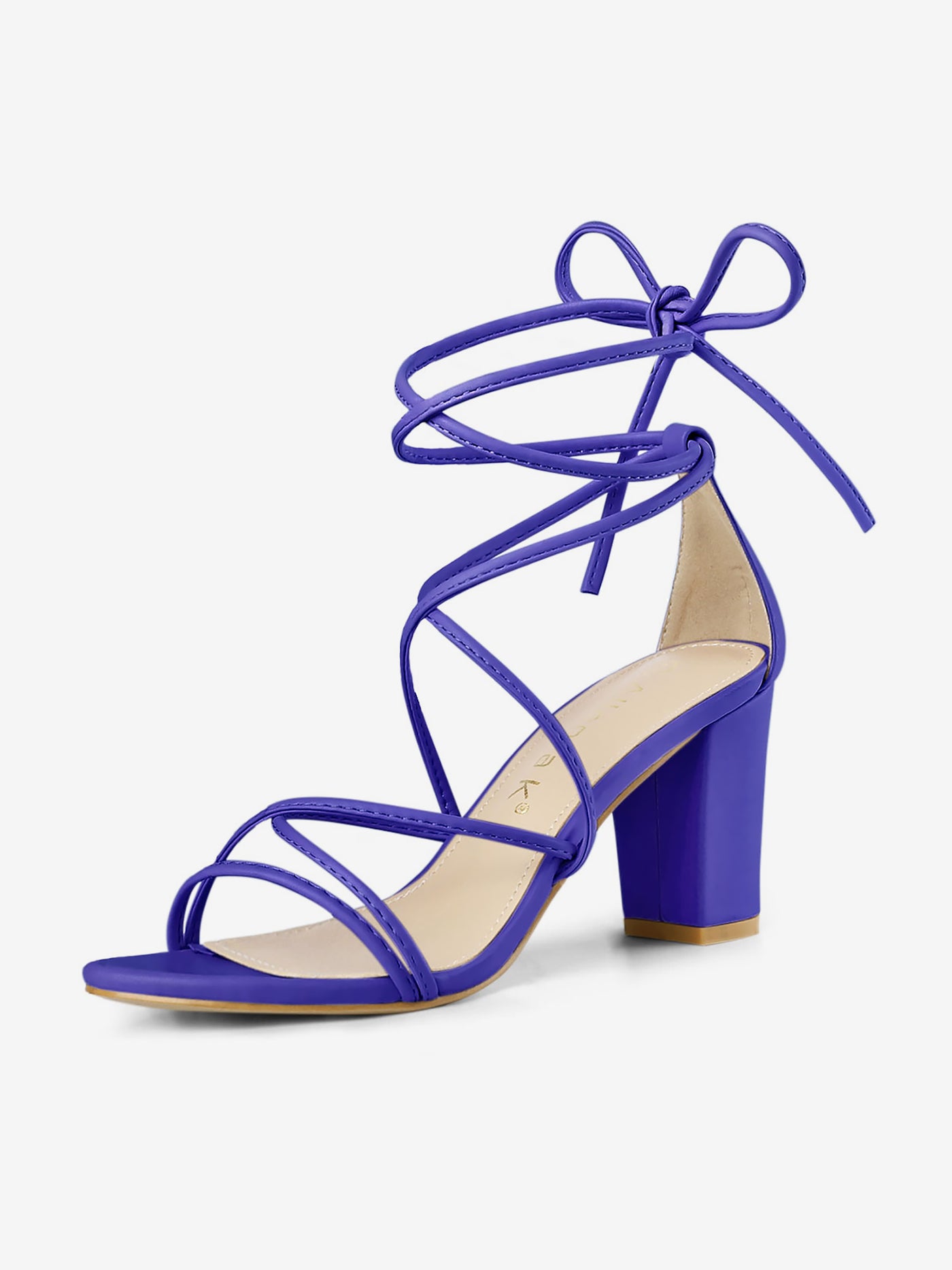 Allegra K Lace Up Strappy Straps Chunky Heel Sandals