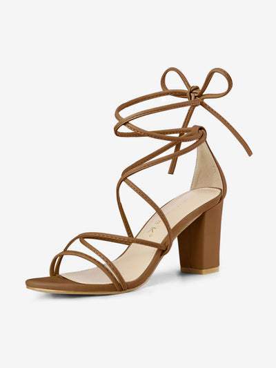 Lace Up Strappy Straps Chunky Heel Sandals