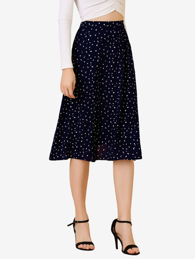 A-Line Floral Print Pocketed Chiffon Vintage Midi Skirt