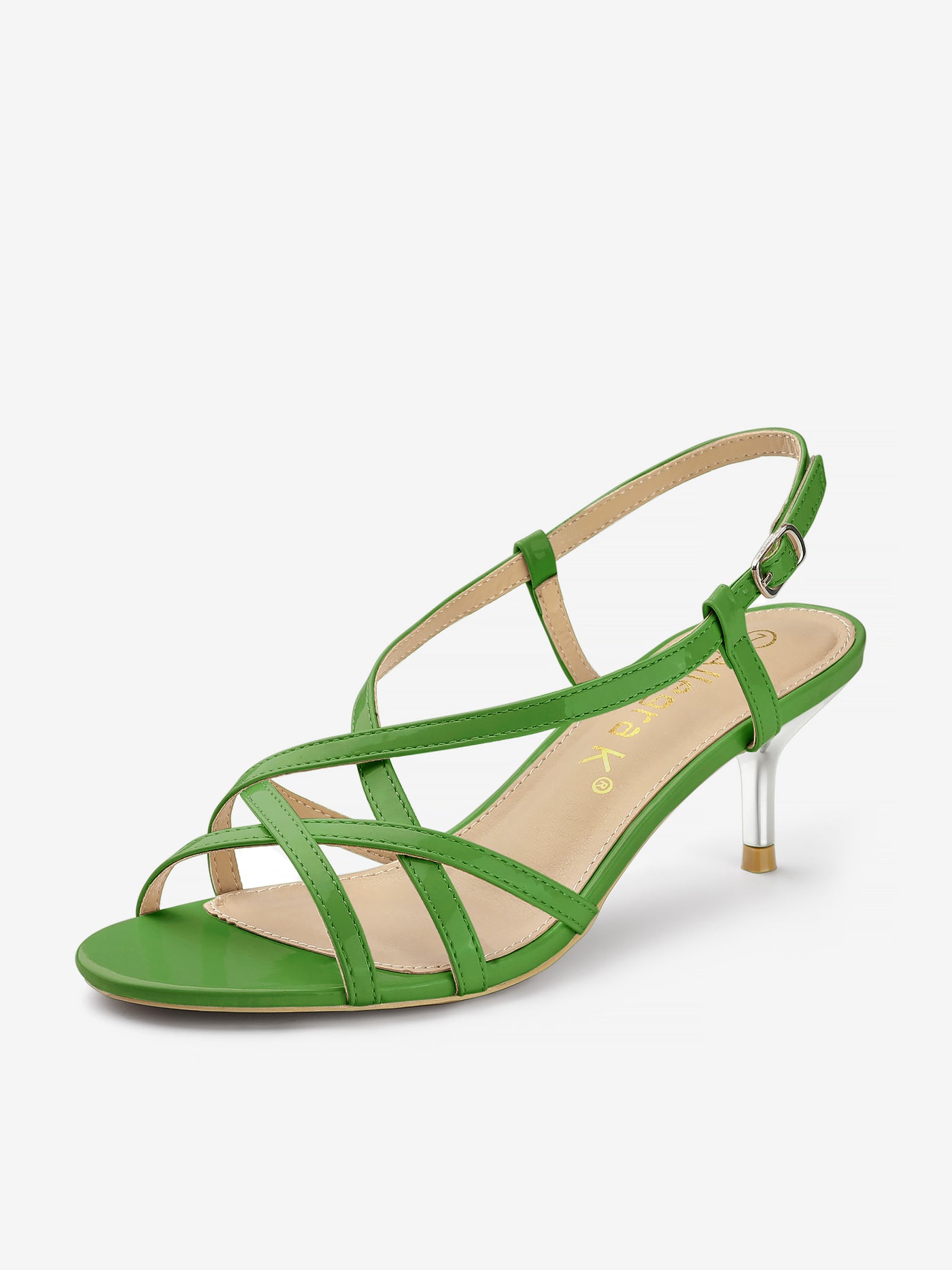 Allegra K Slingback Strappy Buckle Kitten Heel Sandals