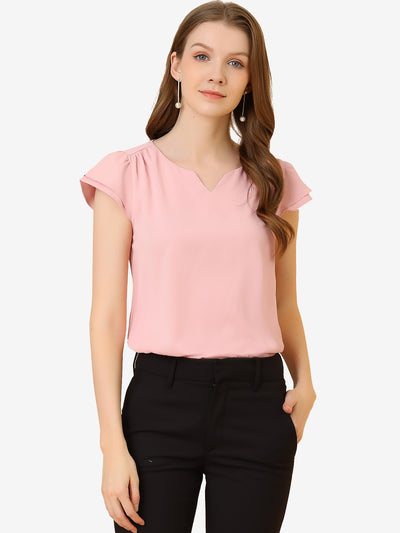 Solid Casual Plain Cap Sleeve Blouse Top