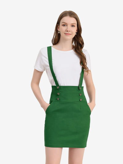 High Waist Suspender Adjustable Strap Overalls Short Skirt