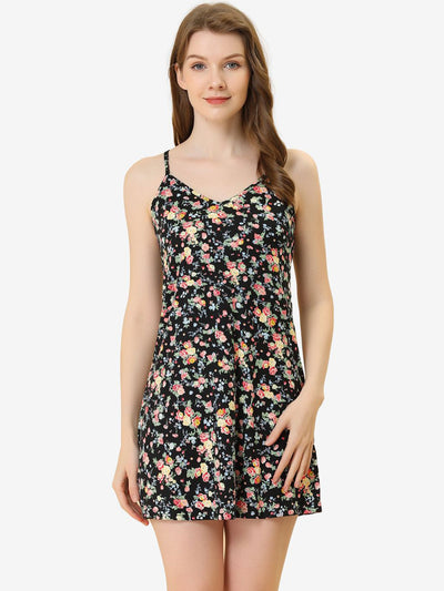 Summer Sleeveless Print Cami Slip Sleepdress Nightgown Pajamas