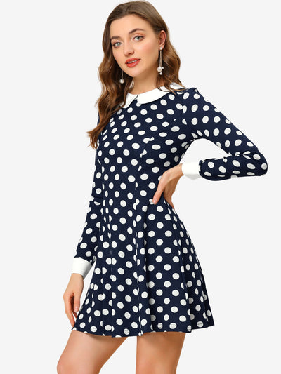 Peter Pan Collar Contrast Printed A-Line Short Dress