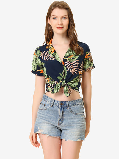 Hawaiian Floral Leaves Tropical Button Down Shirt