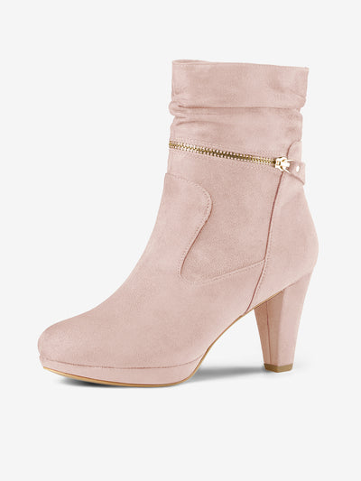 Ankle Zip Platform High Heel Mid Calf Boots