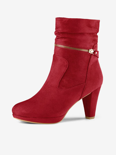 Ankle Zip Platform High Heel Mid Calf Boots