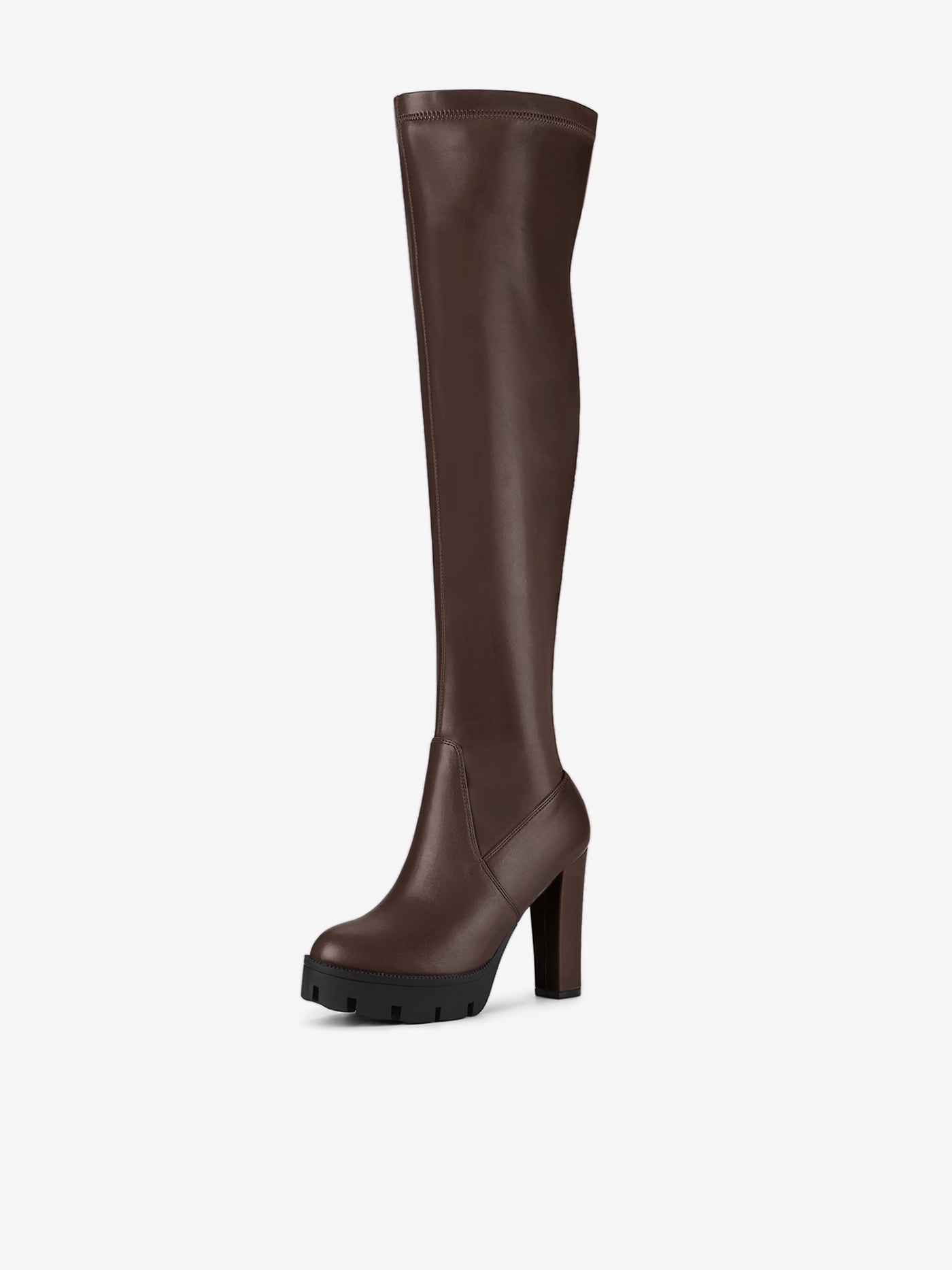 Allegra K Platform Chunky Heel Over Knee High Side Zipper Boots