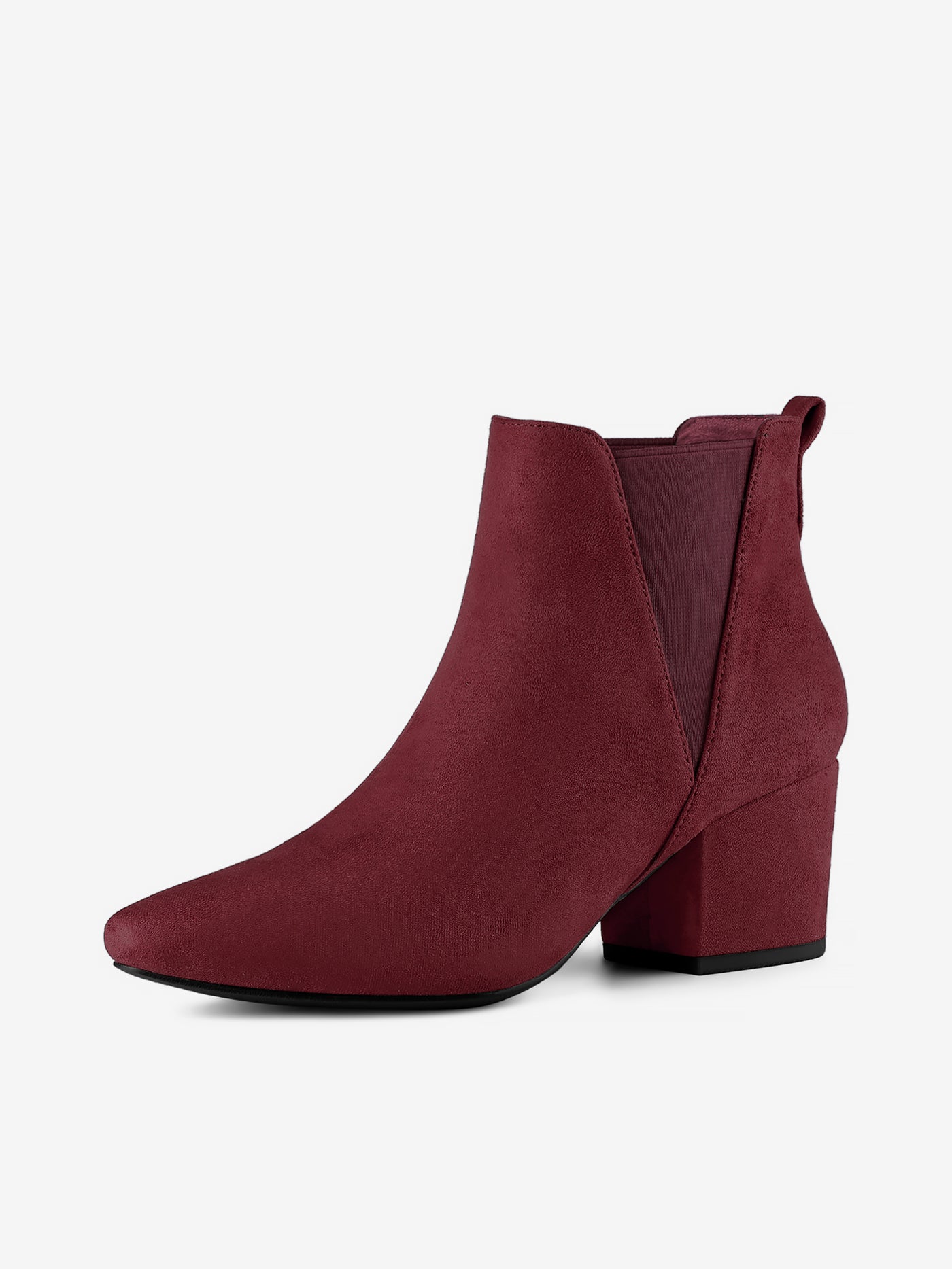 Allegra K Faux Suede Pointed Toe Block Heel Ankle Chelsea Boots