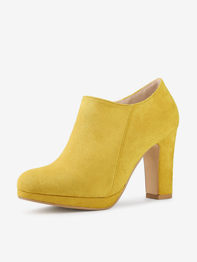 Platform Round Toe Chunky Heel Ankle Booties