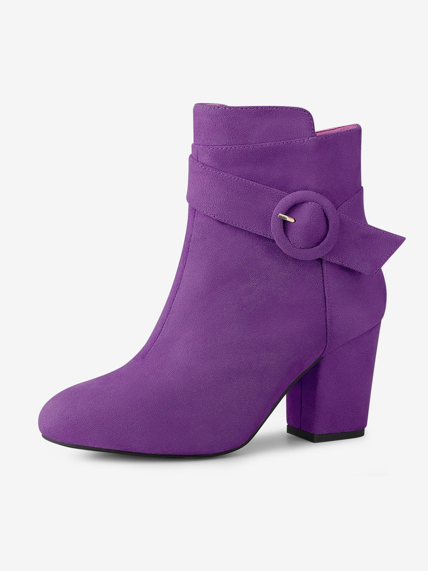 Allegra K Round Toe Block Heel Boots Ankle Booties