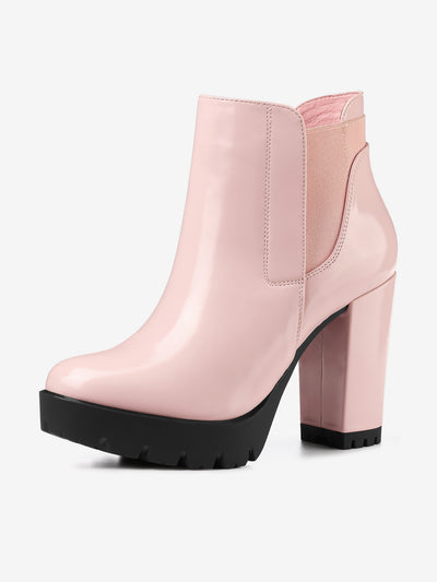 Chunky High Heel Platform Zipper Chelsea Boots